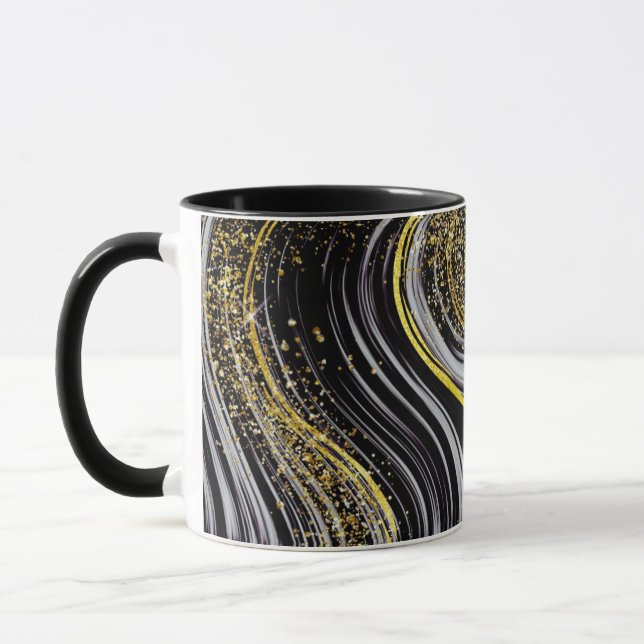 Mug Wrap: Black Marble & Glitter Design (Left)