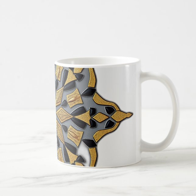 Mug - yellow and blue square pattern (Right)
