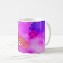 Muga cup for a gift, author's print watercolor 