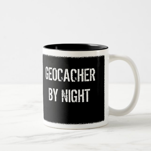 MUGGLE BY DAY - GEOCACHER BY NIGHT Two-Tone COFFEE MUG (Right)