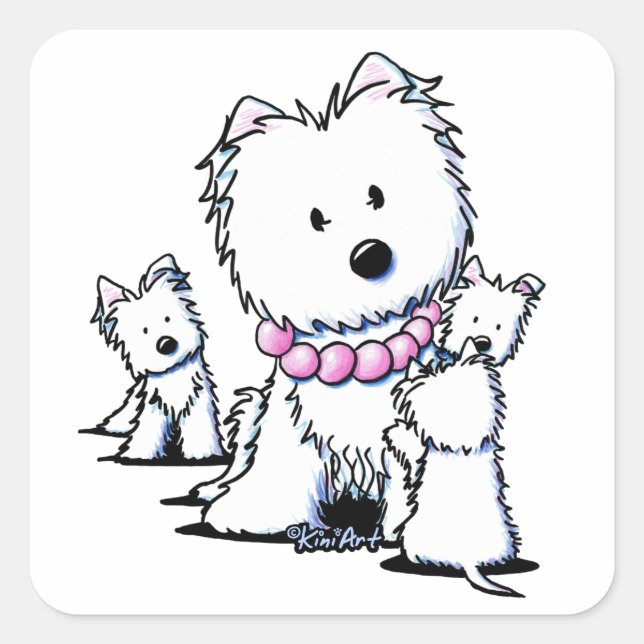 Muggles Mom & Pups Square Sticker (Front)