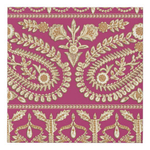 Mughal art work. indian traditional antique gold b faux canvas print