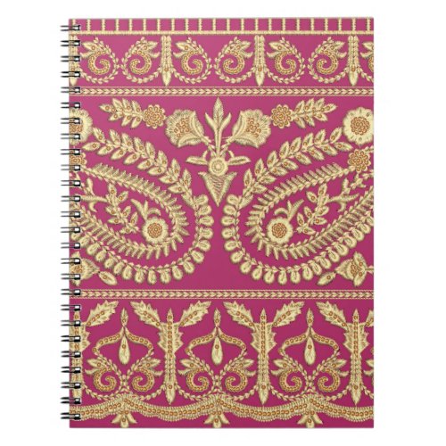 Mughal art work indian traditional antique gold b notebook