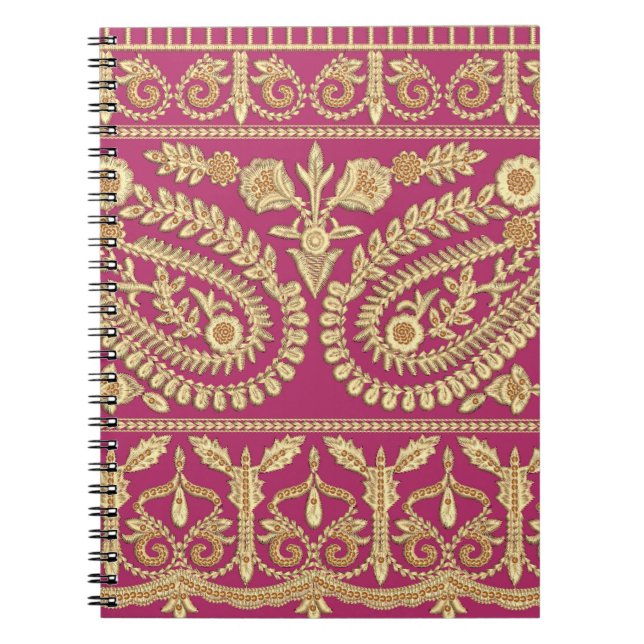 Mughal art work. indian traditional antique gold b notebook (Front)