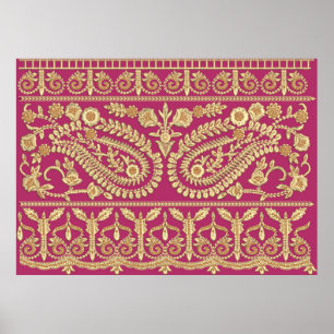 Mughal art work. indian traditional antique gold b poster