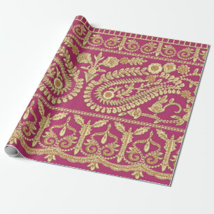 Mughal art work. indian traditional antique gold b wrapping paper
