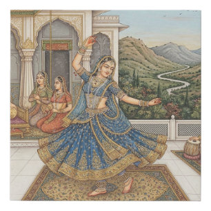 Mughal Court Miniature Kathak Dance Heritage Art Faux Canvas Print