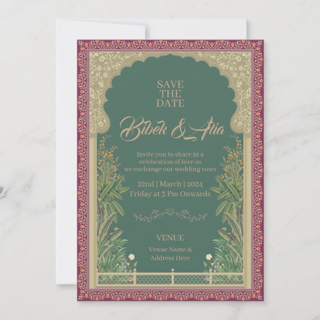 Mughal Design wedding invitation  (Front)