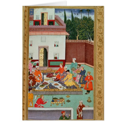 Mughal Emperor Feasting in a Courtyard Cards (Front)