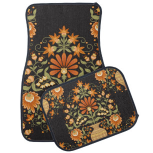 Mughal Fantasy: Retro Floral Opulence Car Floor Mat