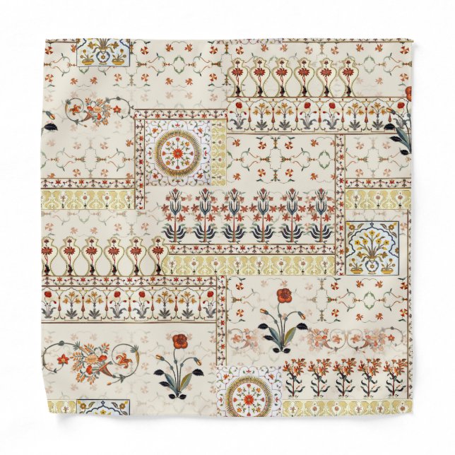 Mughal Floral Paisley: Ethnic Digital Elegance. Bandana (Front)