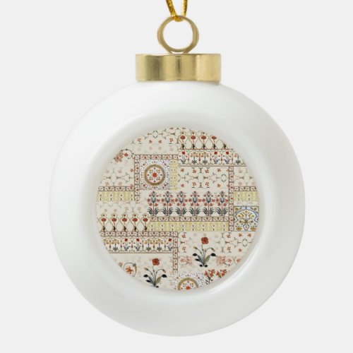 Mughal Floral Paisley Ethnic Digital Elegance Ceramic Ball Christmas Ornament