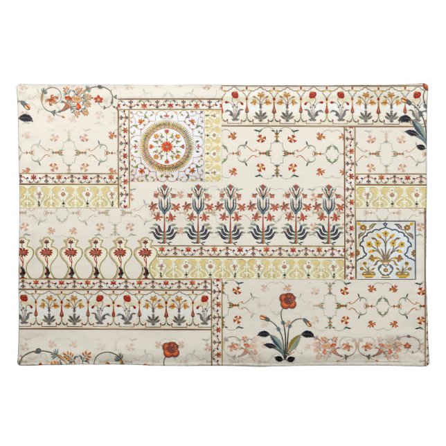 Mughal Floral Paisley: Ethnic Digital Elegance. Cloth Placemat (Front)