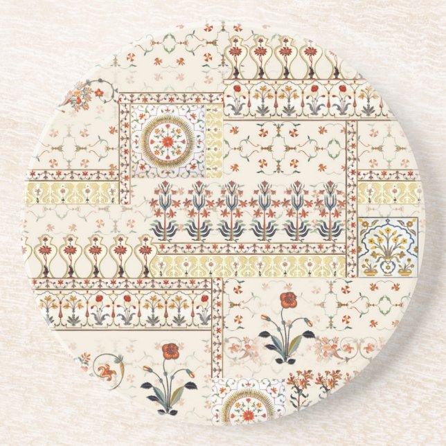 Mughal Floral Paisley: Ethnic Digital Elegance. Coaster (Front)