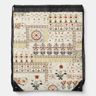 Mughal Floral Paisley: Ethnic Digital Elegance. Drawstring Bag