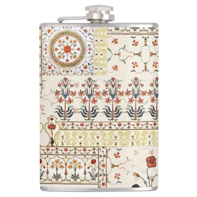 Mughal Floral Paisley: Ethnic Digital Elegance. Flask (Front)