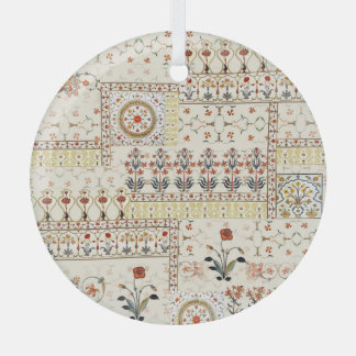 Mughal Floral Paisley: Ethnic Digital Elegance. Glass Ornament