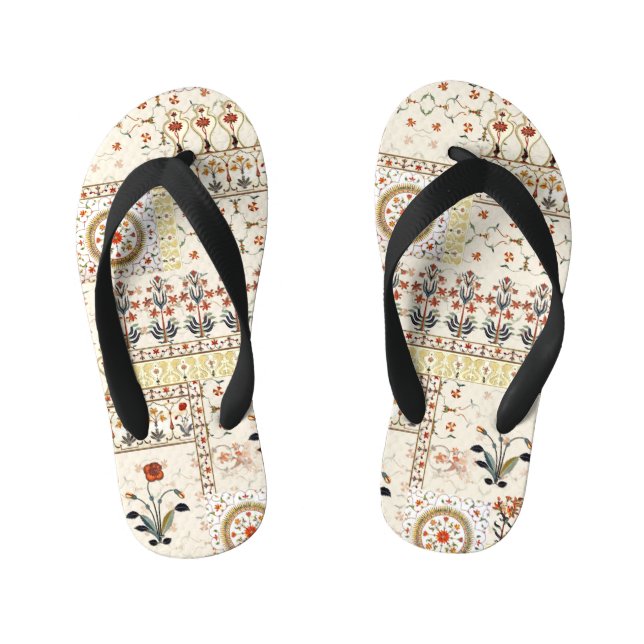 Mughal Floral Paisley: Ethnic Digital Elegance. Kid's Flip Flops (Footbed)