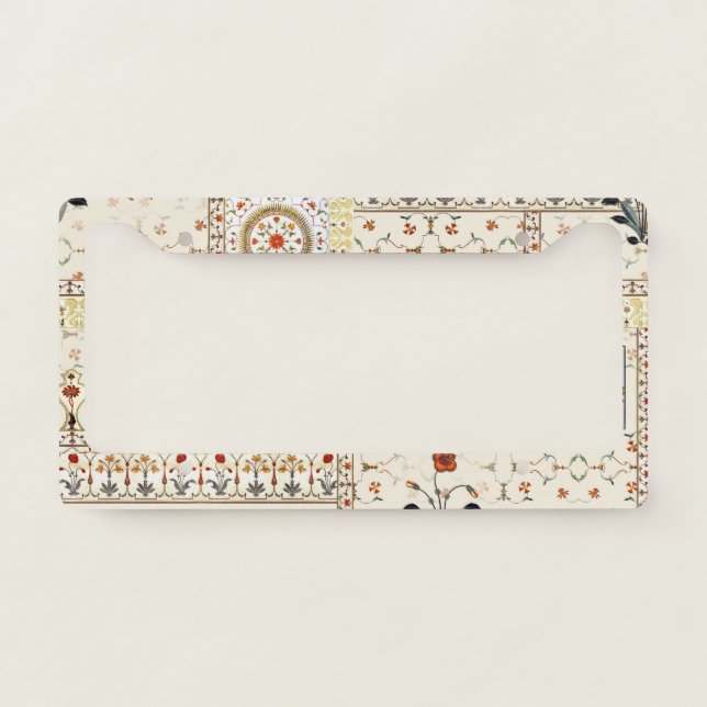Mughal Floral Paisley: Ethnic Digital Elegance. License Plate Frame (Front)