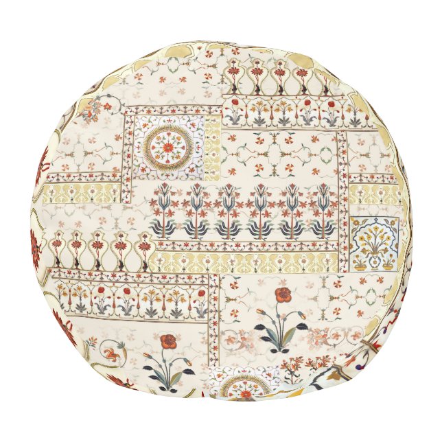 Mughal Floral Paisley: Ethnic Digital Elegance. Pouf (Bottom)