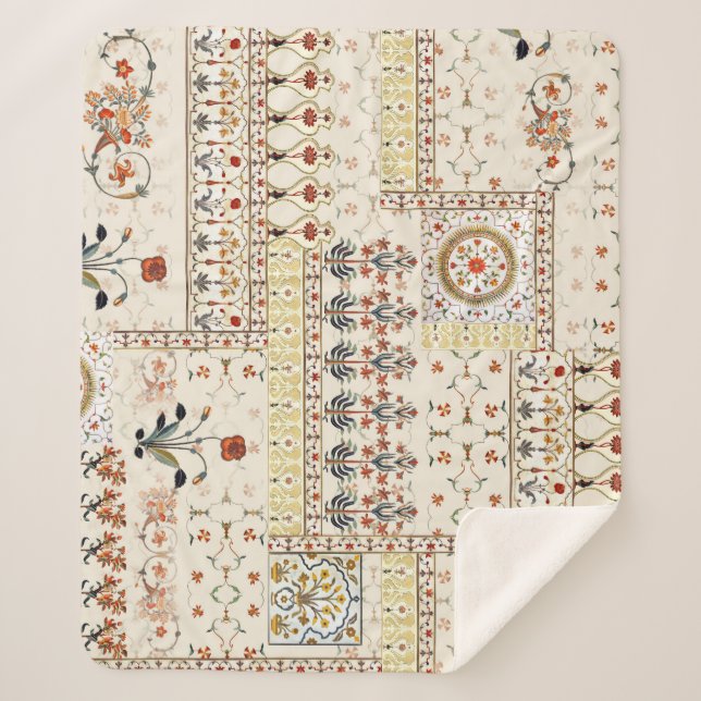 Mughal Floral Paisley: Ethnic Digital Elegance. Sherpa Blanket (Front)