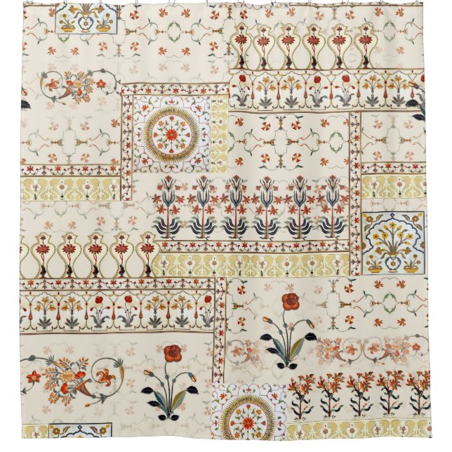 Mughal Floral Paisley: Ethnic Digital Elegance. Shower Curtain (Front)