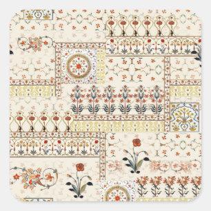 Mughal Floral Paisley: Ethnic Digital Elegance. Square Sticker