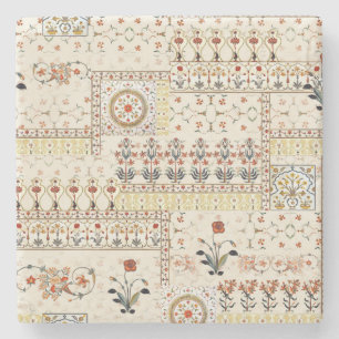 Mughal Floral Paisley: Ethnic Digital Elegance. Stone Coaster
