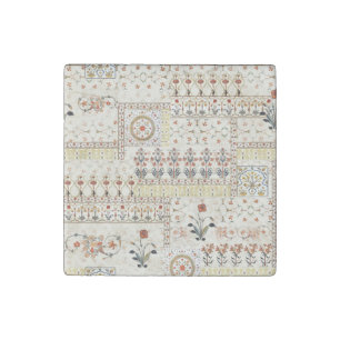 Mughal Floral Paisley: Ethnic Digital Elegance. Stone Magnet