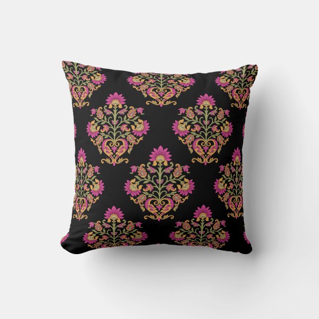 Mughal floral paisley, seamless design. throw pillow (Front)