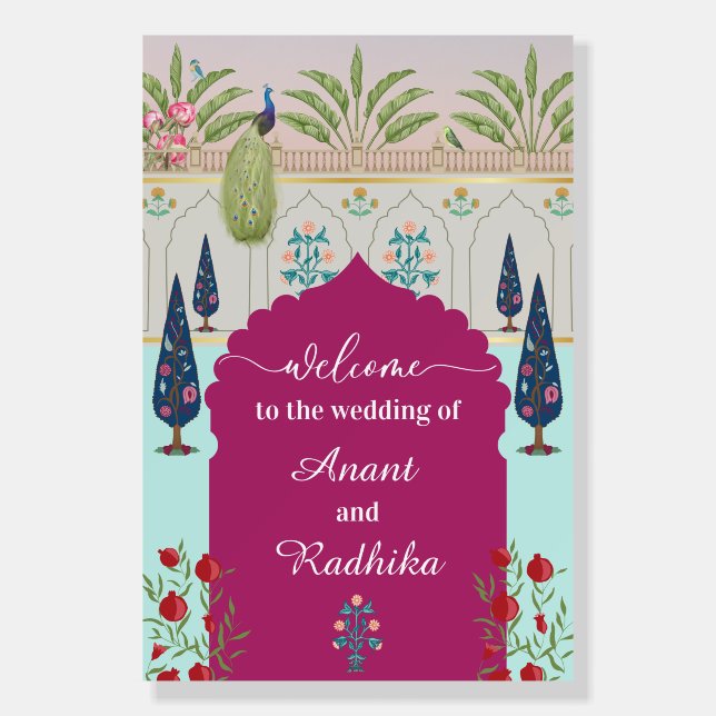 Mughal Garden Welcome Sign for Royal Wedding (Front)