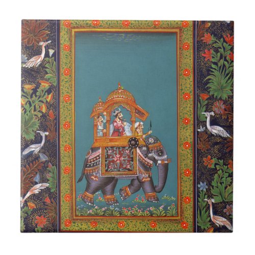 Mughal Indian India Islam Persian Persia Elephant Tile