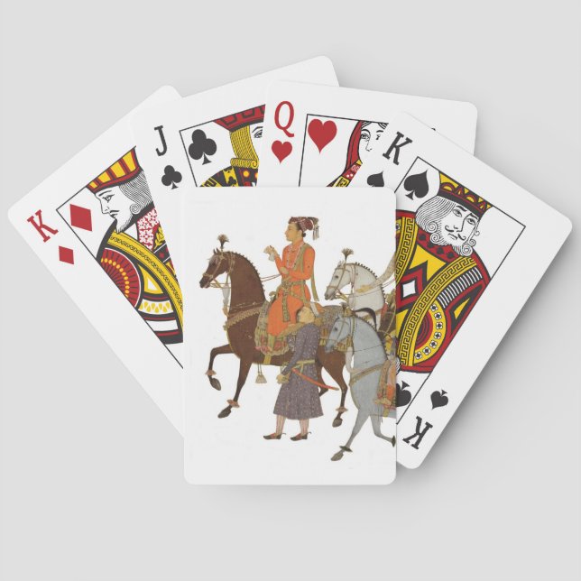 Mughal Maharaja on Horseback Playing Cards, Indian Poker Cards (Back)