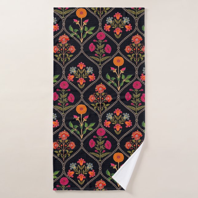 mughal motif Kani Look ornament pattern multi colo Bath Towel (Bath Towel)
