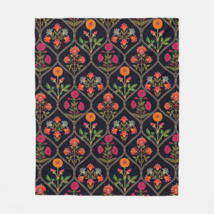 mughal motif Kani Look ornament pattern multi colo Fleece Blanket