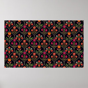 mughal motif Kani Look ornament pattern multi colo Poster