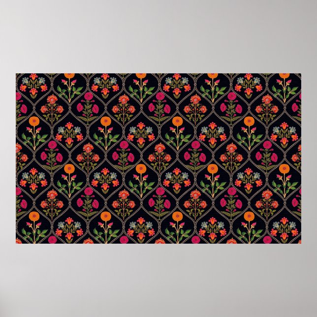mughal motif Kani Look ornament pattern multi colo Poster (Front)