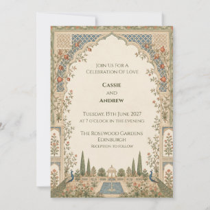 Mughal Peacock Garden Wedding Invitation