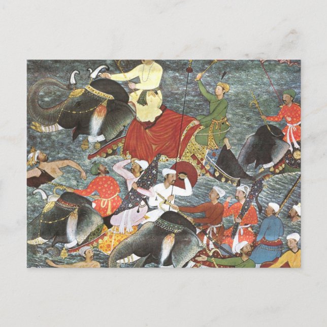 Mughal School's Emperor Akbar River Ganges Postcard (Front)