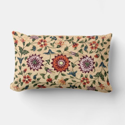 Mughal Scrolling Floral Vine from India Print Lumbar Pillow