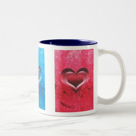 Mugs & cups - pink & blue trendy grunge hearts