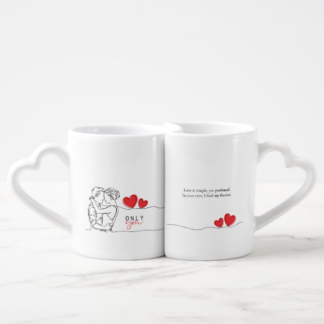Mugs Duo Valentine's Day - Design Linear Art (Front Nesting)