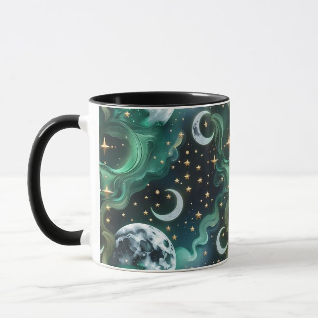 Mugs – Emerald Green Celestial Moon Phase Luxury  (Left)