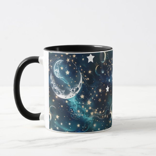 Mugs – Icy Blue Celestial Moon Phase Luxury Coffee (Left)