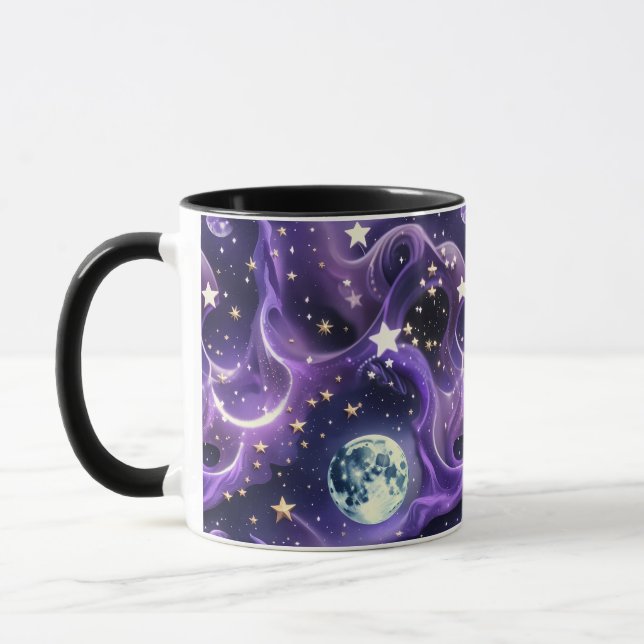 Mugs – Luxury Lavender Celestial Moon Motifs Coffe (Left)