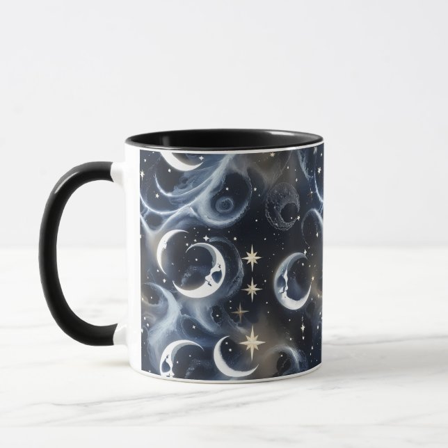 Mugs – Metallic Silver Celestial Moon Phase Luxury (Left)