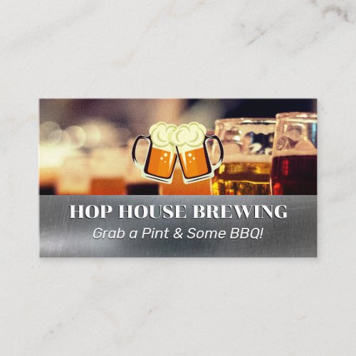 Mugs of Beer Logo  Brewery Business Card