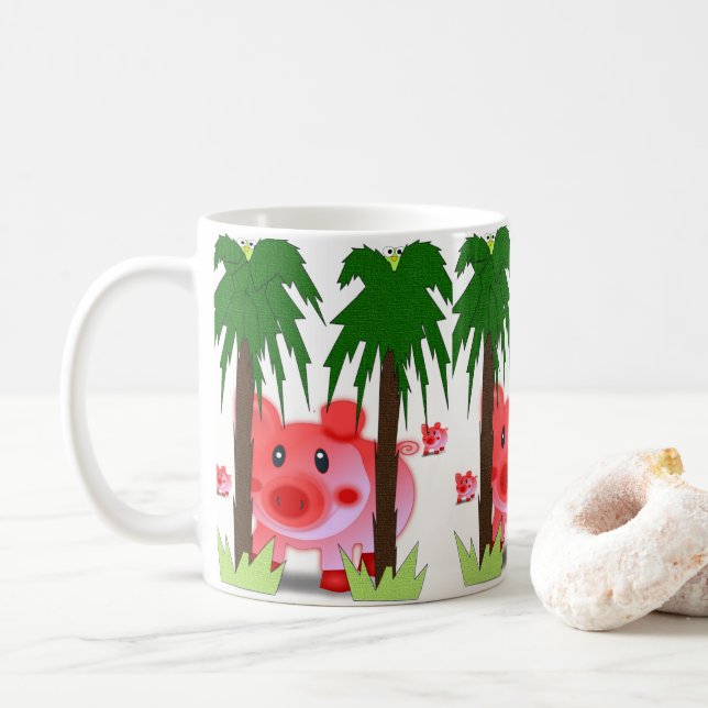 mugs pink pigs (With Donut)