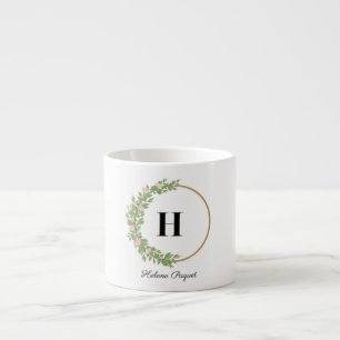 Mugs: White Elegance with Green & Black Espresso Cup