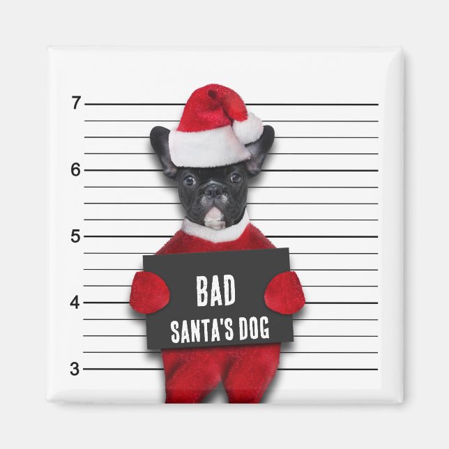 Mugshot Bad Santa's Dog Funny Christmas Magnet (Front)